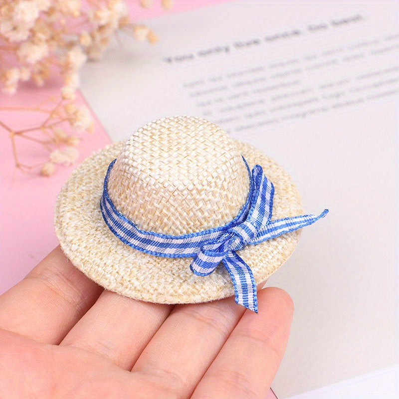 4pcs Straw Hats Set DIY Craft Doll Accessories Party Decorations