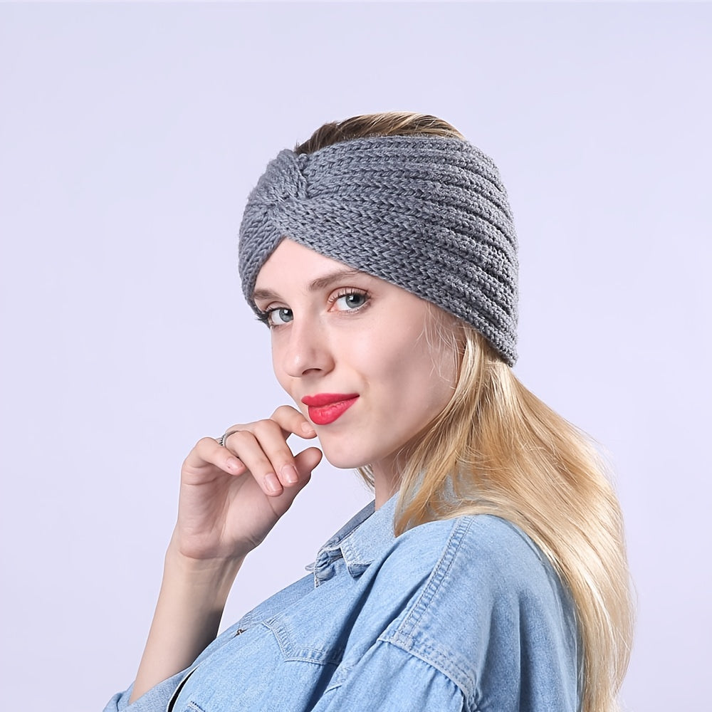 Women's Knitted Knot Headband Winter Twist Thermal Cold Weather Hair Accessory