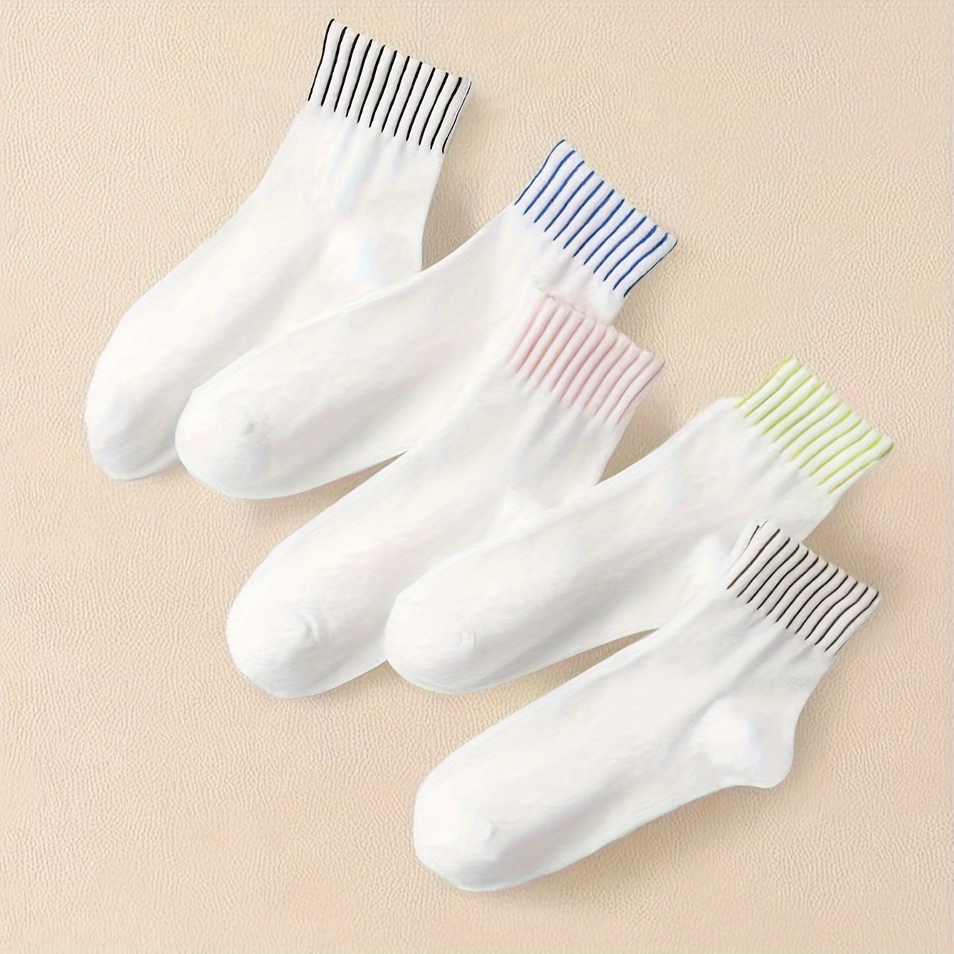 5 Pairs Striped Crew Socks Women's Mid Tube Stockings