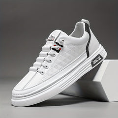 Men's Lace-up Sneakers Easy Clean PU Leather Skate Shoes Good Traction