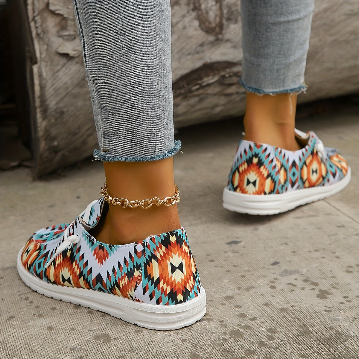 Women's Colorblock Slip On Flat Shoes Lightweight Canvas Low Round Toe