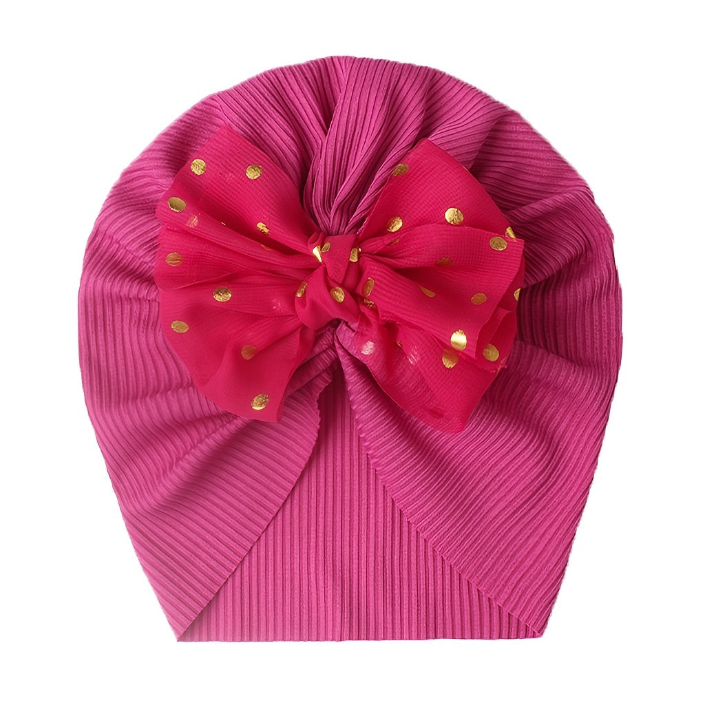 Polka Dot Print Bow Head Wrap Hat for Baby Girls & Boys