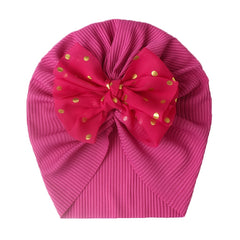 Polka Dot Print Bow Head Wrap Hat for Baby Girls & Boys