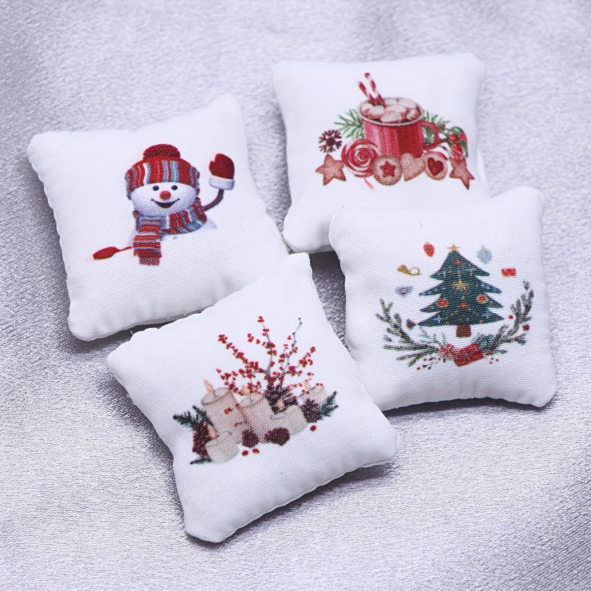 Christmas Dollhouse Pillow Cushion DIY Accessory Toy House Scene Decoration