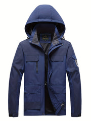 Men's Casual Waterproof Windbreaker Jacket Hooded Coat for Outdoors