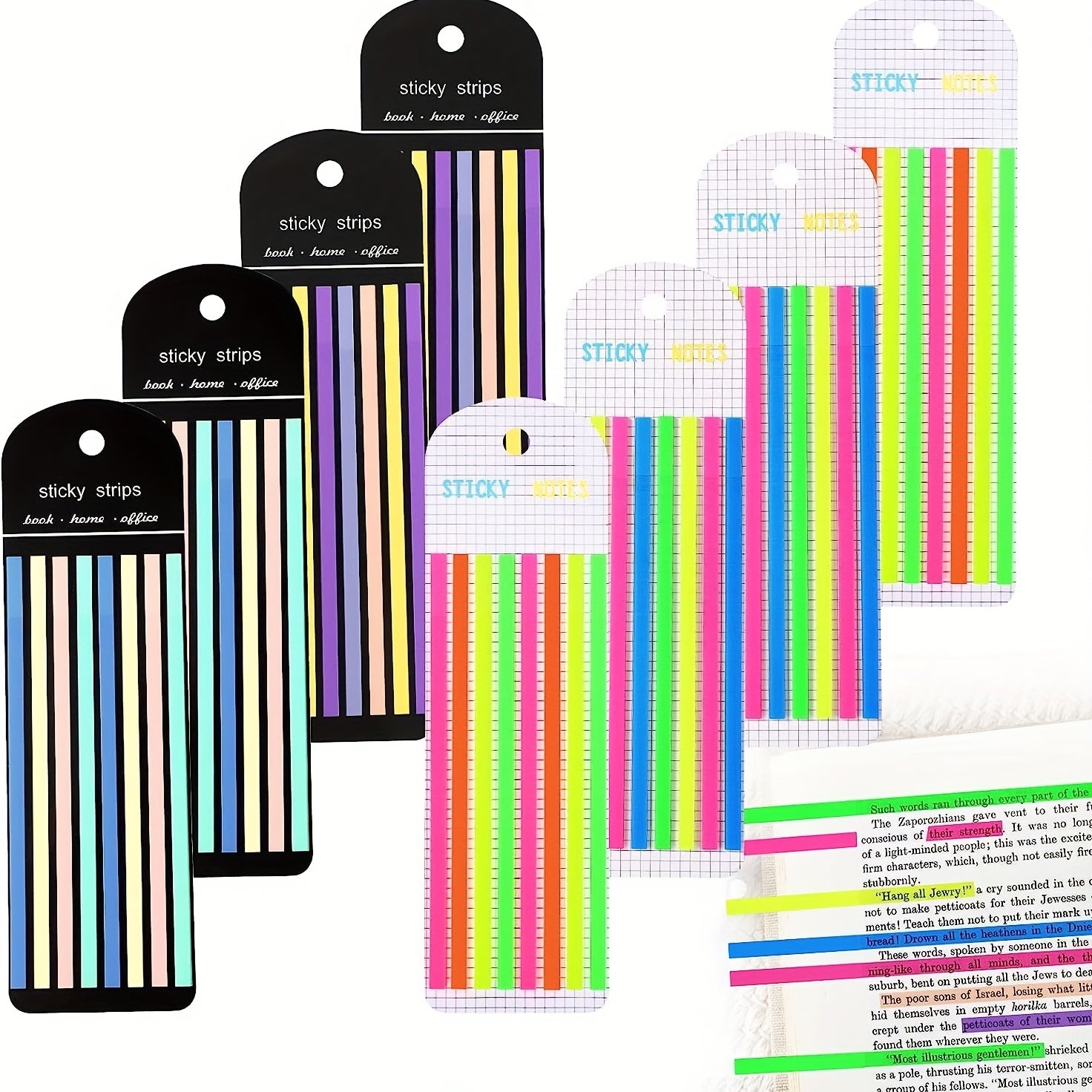 Highlighter Tape 8 Sets Page Marking Label Transparent Fluorescent Note