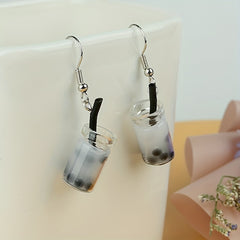 5 Pairs Girls Funny Milk Tea Drop Earrings for Party Birthday Gift