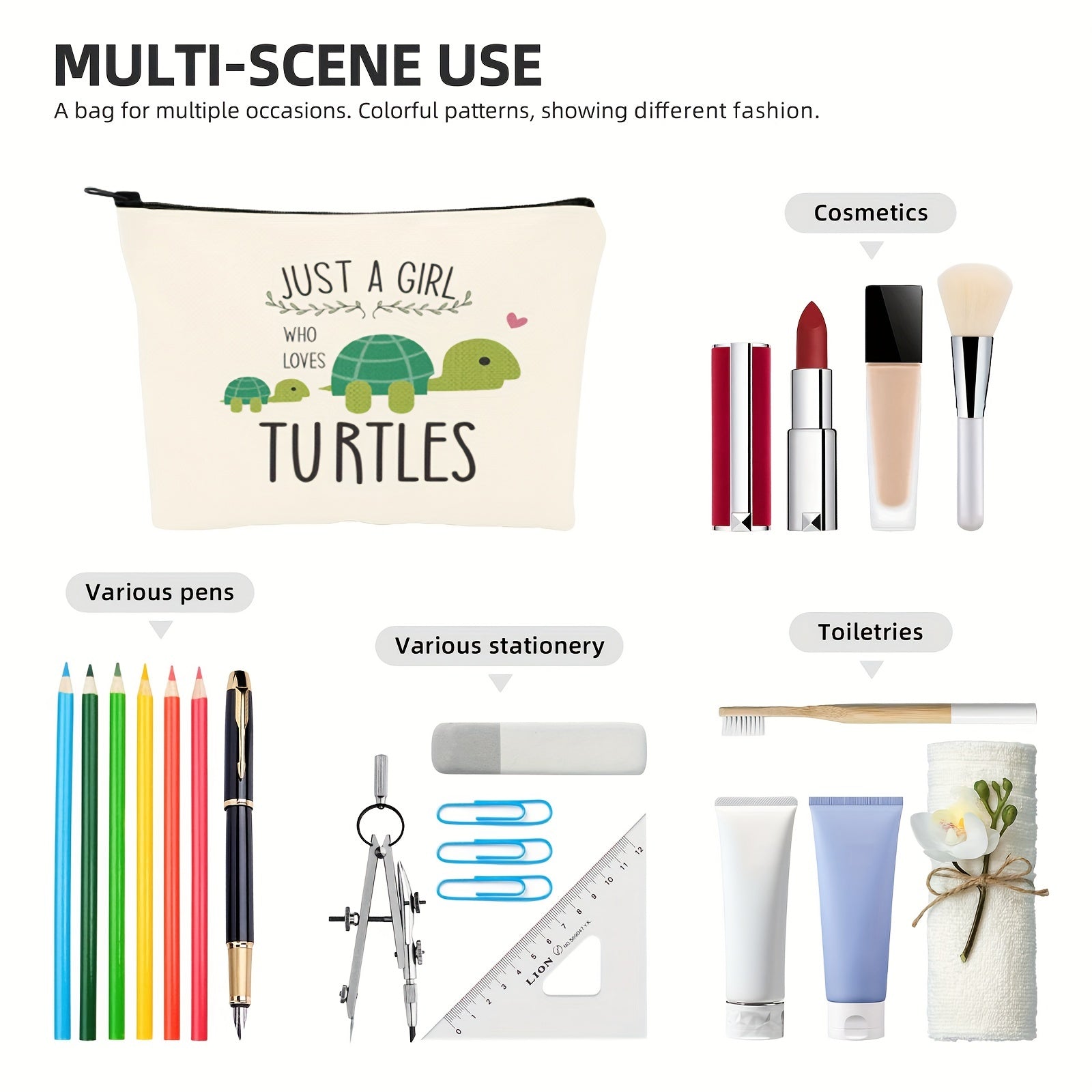 Turtle Pattern Cosmetic Bag Makeup Bag Pen Pencil Handbag