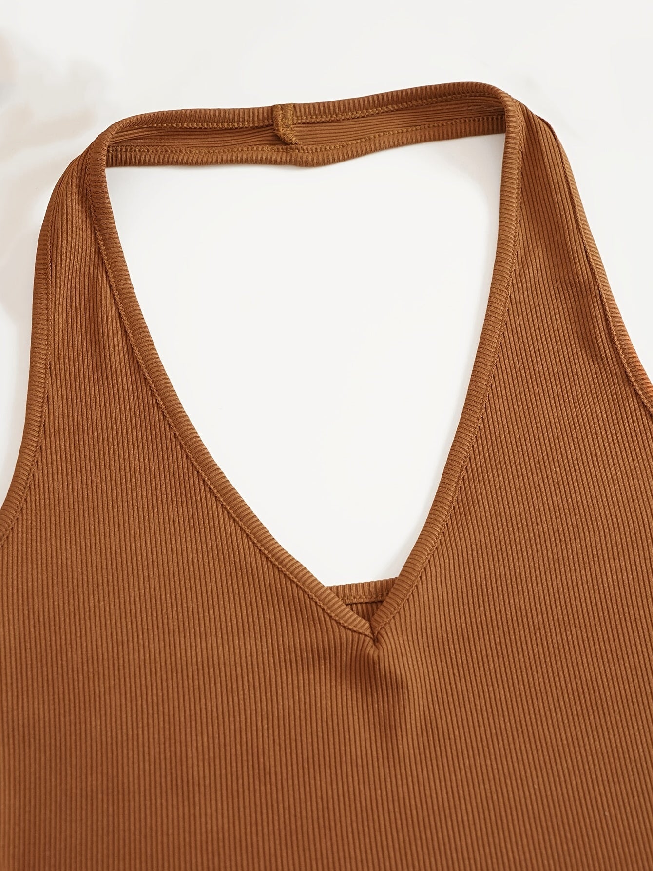 Women's Ribbed Halter Crop Top Slim Fit Tank
