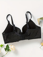  Leopard Print Lace High Stretch Rhinestone Bra
