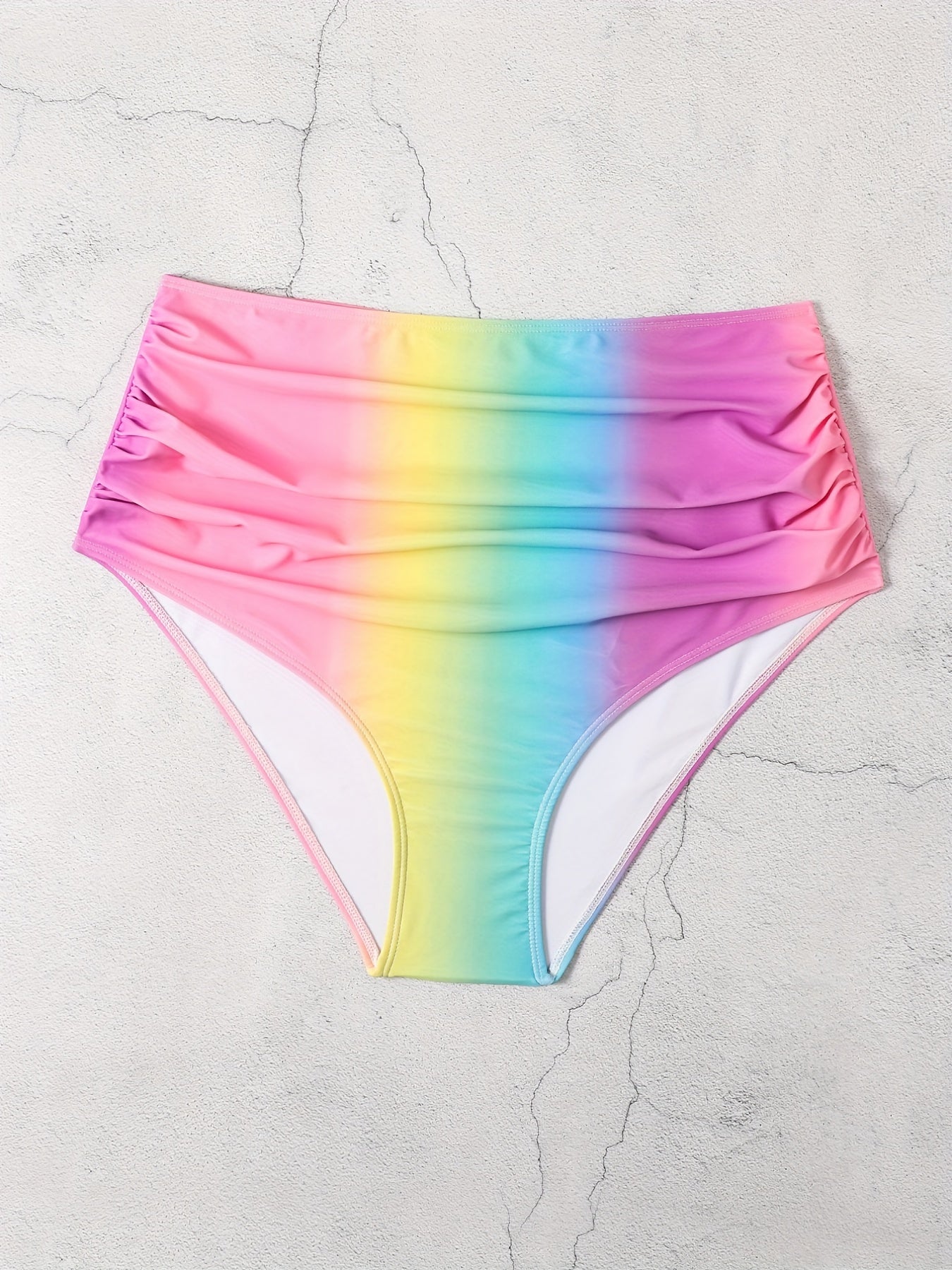 Colorblock Ombre Ruched Bikini Bottoms