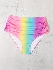 Colorblock Ombre Ruched Bikini Bottoms
