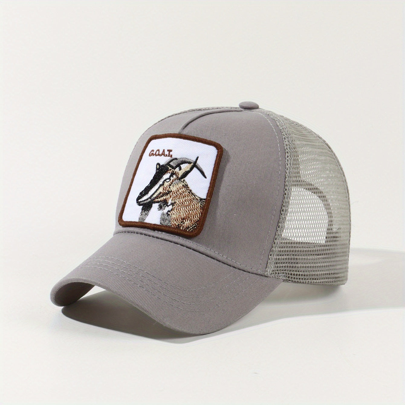 Goat Embroidery Patch Trucker Hat Mesh Breathable Unisex Golf Baseball Cap