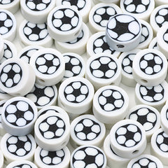 50pcs Football Pattern Soft Pottery Beads DIY Accessories