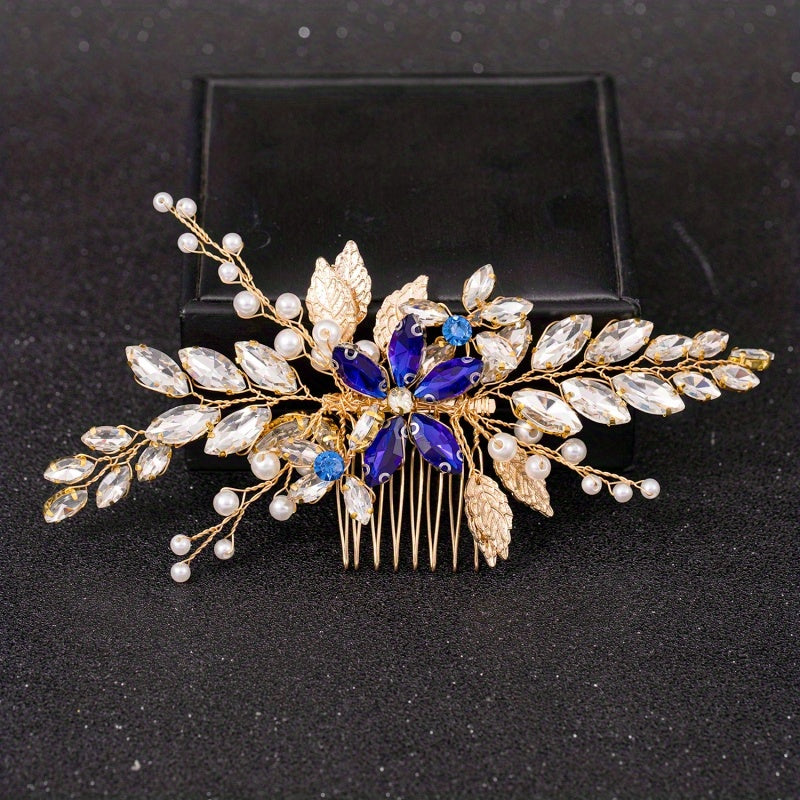 Hair Comb Piece Pearl Crystal Flower Bridal Wedding Hair Accessory