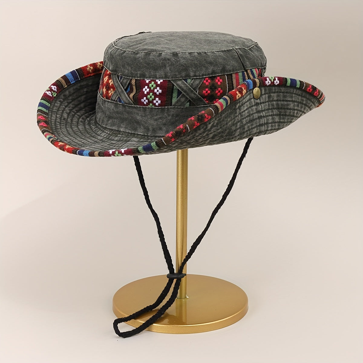 Vintage Stitching Washed Distressed Cowboy Sun Hat for Outdoor Sun Protection