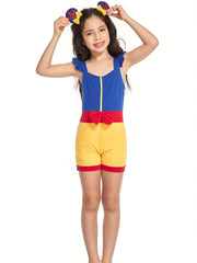 Princess Ruffle Sleeve Jumpsuit With Bow Romper for Girls
