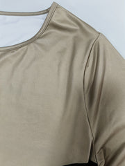  Colorblock Long Sleeve Round Neck Dress