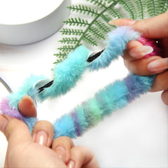 5pcs Furry Elastic Rabbit Hair Scrunchies Pompom Ball Hair Bands Ties