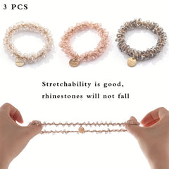 Crystal Beaded Hair Tie Rhinestone Glitter Hair Rope Ponytail Holder