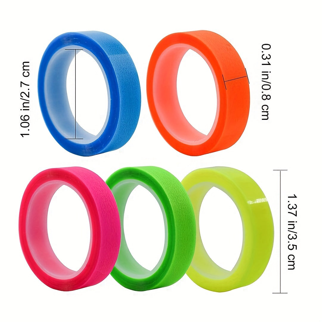 5 Roll 5 Colors Stickers Transparent Fluorescent Index Tabs Flags 5m Sticky Note
