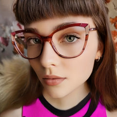 Cat Eye Clear Lens Glasses for Women TR90 Anti Blue Light Glasses