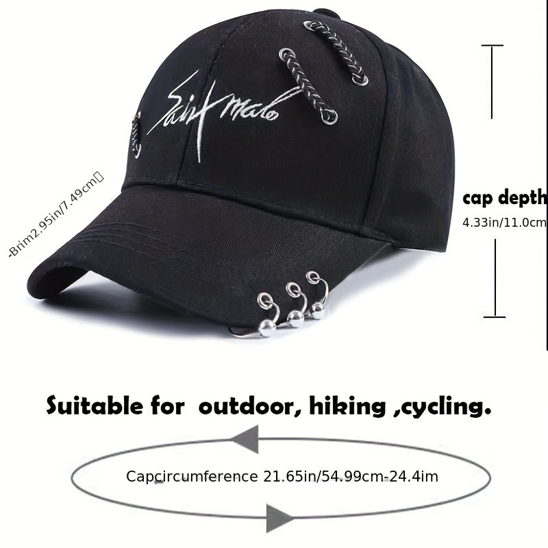 Hip Hop Couple Baseball Cap Embroidery Ring Decor Unisex Sun Hat