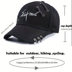 Hip Hop Couple Baseball Cap Embroidery Ring Decor Unisex Sun Hat