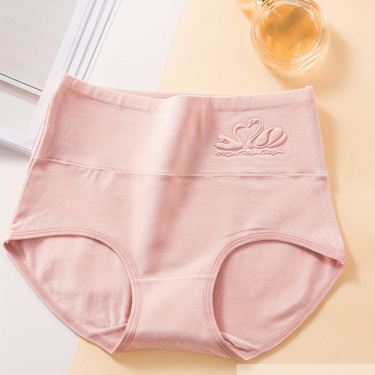 4pcs High Waist Stretchy Panties Breathable Solid Briefs