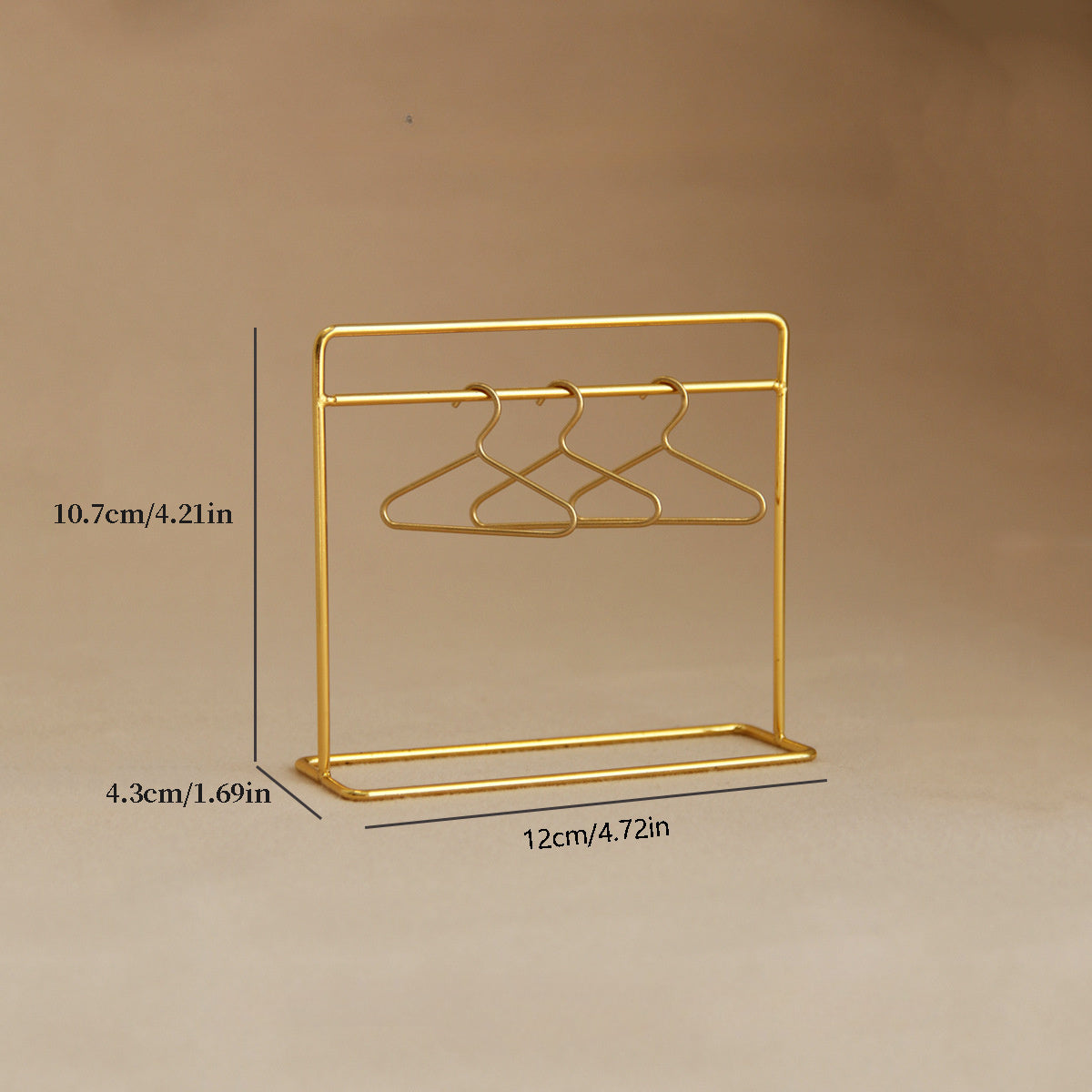 Mini Coat Rack Set with 3 Hangers - Golden Finish