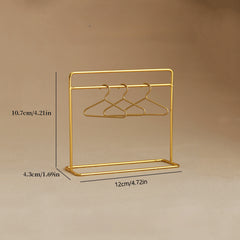 Mini Coat Rack Set with 3 Hangers - Golden Finish