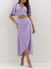 Floral Print Two Piece Set: Crop Top & Maxi Skirt