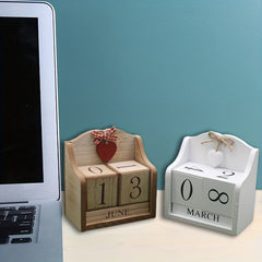 Modern Minimalist Peach Heart Wooden Calendar Decoration for Home and Office