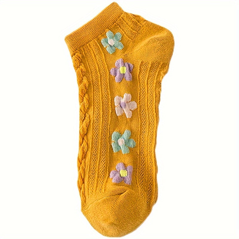 12 Pairs Floral Print Socks Low Cut Ankle Women's Stockings