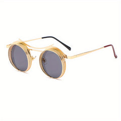 Men's Steampunk Round Frame Sunglasses Hollow Beach Glasses