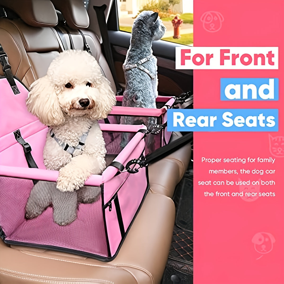 Pet Dog Booster Car Seat with Clip On Leash