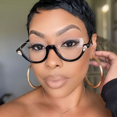 Y2K Cat Eye Frame Glass Women Half Rim Eyeglass Frame