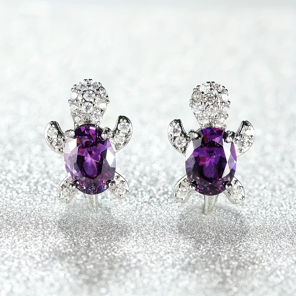Turtle Zircon Stud Earrings for Women Girls