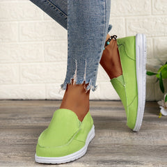 Flat Canvas Shoes Women Slip On Low Top Sneakers Casual Walking Trainers