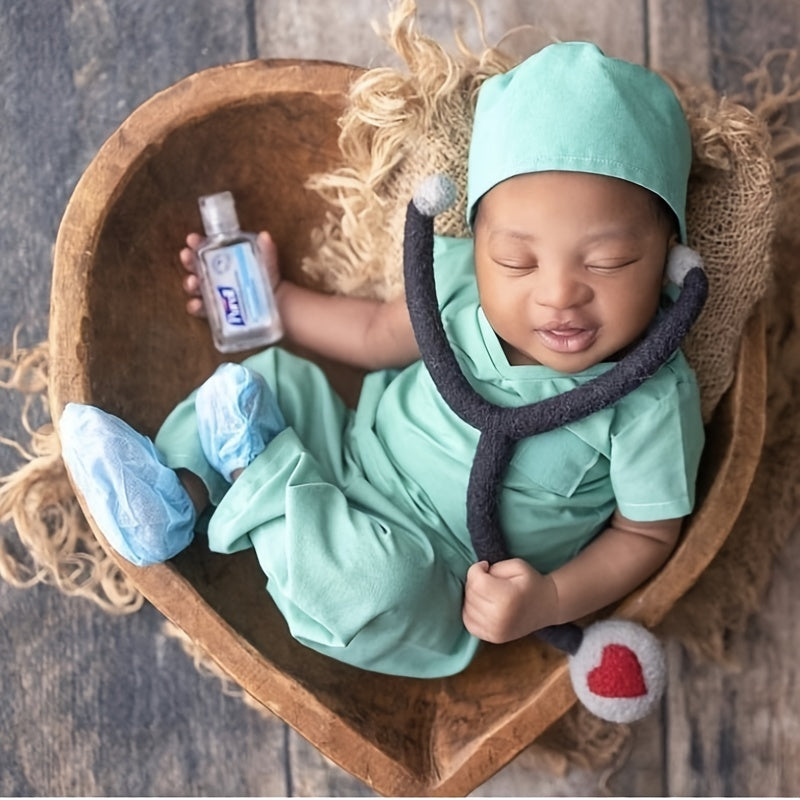 Newborn Photography Costume Baby Shooting Clothes Medical Suit Doctor Photo Stud