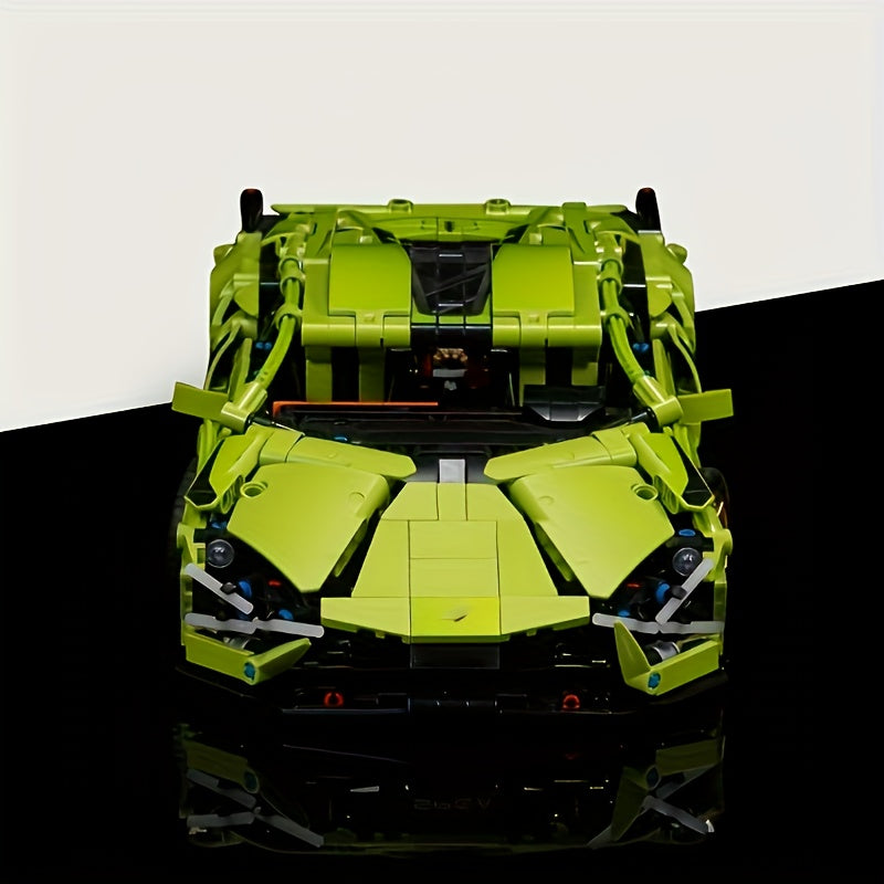 Creative Green Sports Car Building Block Model - DIY Fun Gift