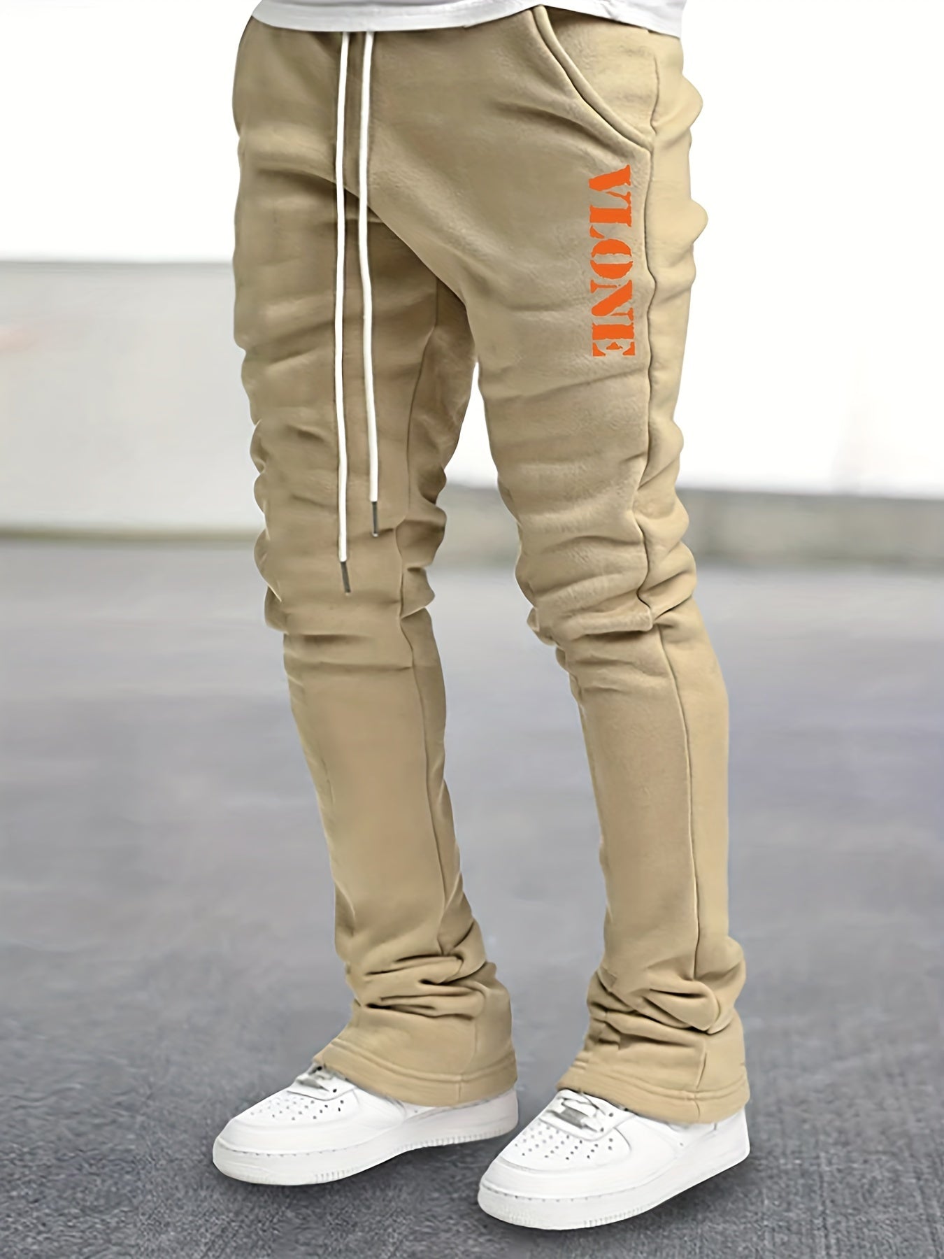 Men's Vlone Pattern Drawstring Flare Pants