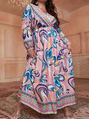Floral Print Plus Size Long Sleeve Maxi Dress