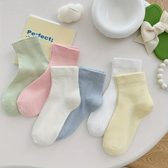 7 Pairs Solid Socks Comfy & Breathable Women's Stockings