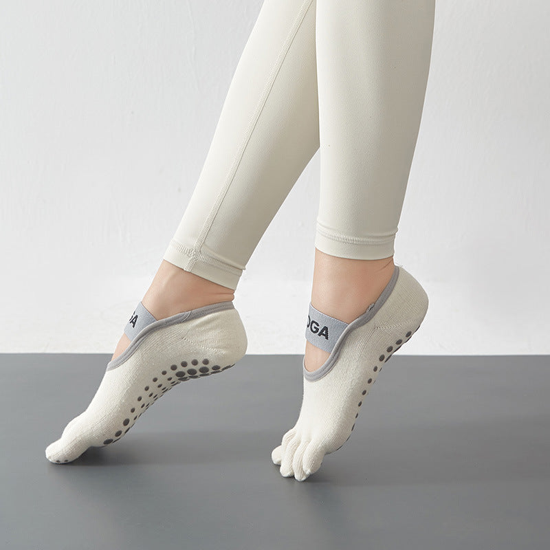 Non Slip Grippers Socks Five Toe Split Backless Boat Socks For Yoga Barre Ballet