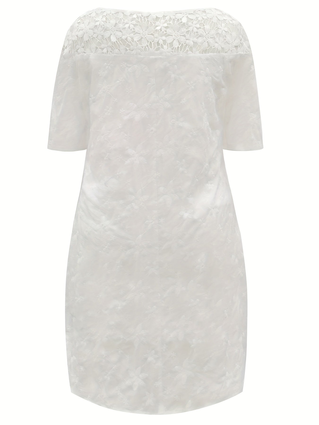  Embroidered Lace Sleeve Casual Dress