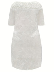  Embroidered Lace Sleeve Casual Dress