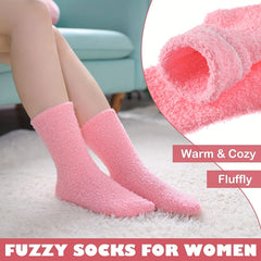 5 Pairs Women's Winter Fuzzy Socks Cozy Fluffy Warm Slipper Socks