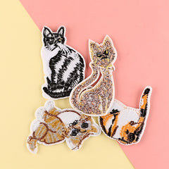 4pcs Cat Embroidery Patches Fabric Art DIY Clothes Accessories