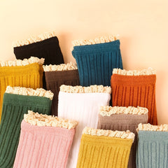 10 Pairs College Style Lace Trim Socks Women's Stockings